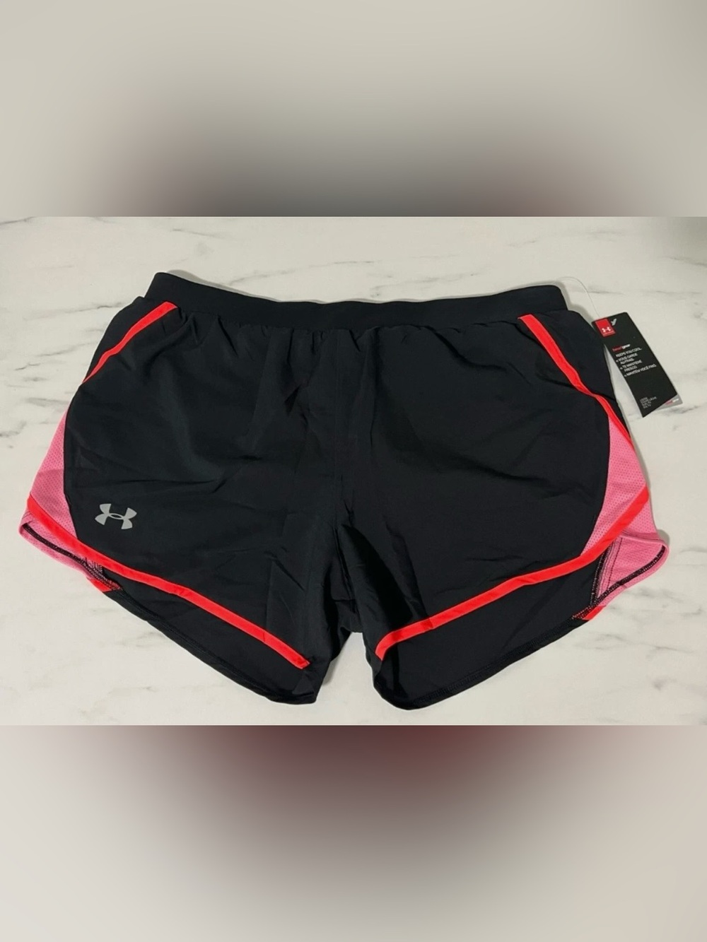 L Womens UNDER ARMOUR Black Fly by 2.0 Loose Fit HeatGear Running Gym Shorts NWT